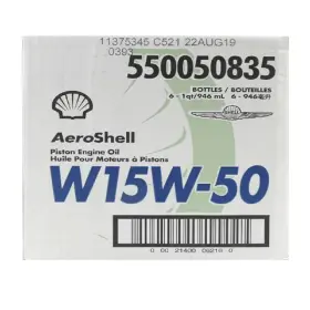 W15w-50 Aeroshell W15w50 Case Of 6 Quarts Piston Engine Oil