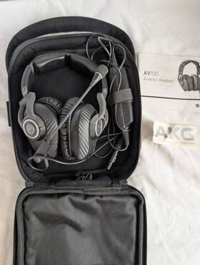 Akg Aviation Av100 By Harman Headset With Case And Manual In Working Condition