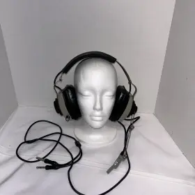 8623 Audio Com Vintage Pilot / Co-pilot Voice Activated Intercom Headphones Headsets