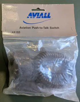 A103 Aviall Velcro Mount Push To Talk Ptt Switch Coiled Cord 3.5mm Aviation/racing Intercom