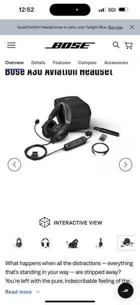 Bose 111115555 Audifonos Aviation Headset Black New Box