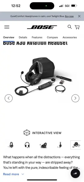 111115555 Bose Audifonos Aviation Headset Black New Box