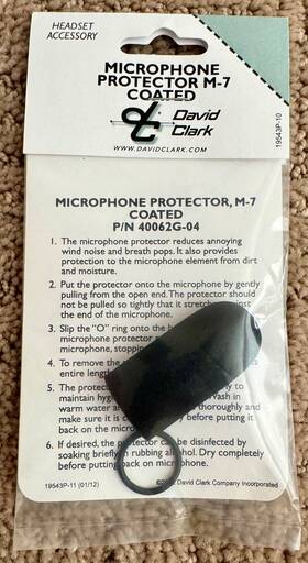 David Clark 40062g-04 Coated Aviation Microphone Protector Cover / M-7 Mic