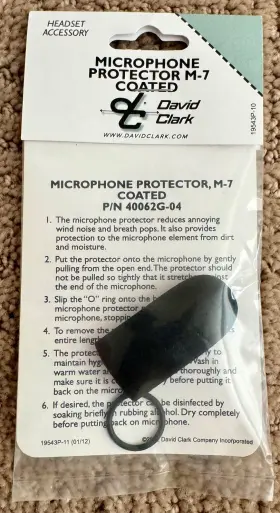40062g-04 David Clark Coated Aviation Microphone Protector Cover / M-7 Mic