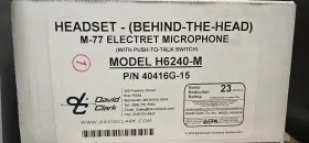 40416g-15 David Clark Aviation Behind The Head Headset Model H6240-m With M-77 Electret Mic