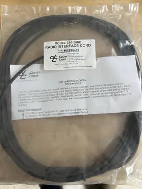 40892g-19 David Clark C91-20rd Radio Interface Cable