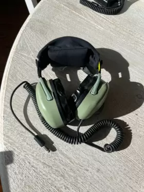 H20-16 David Clark H10-13.4 Headset Headphones Aviation Green Great Condition