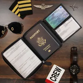 Pdhv2-blk Flevel Pilot Document Holder V2 Real Leather Black