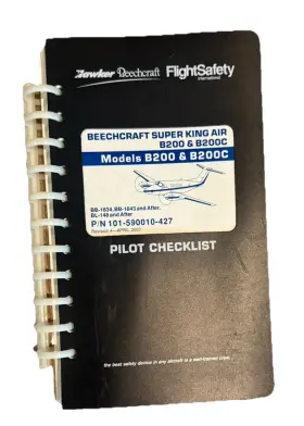 101-590010-427 Flight Safety King Air B200/b200c Pilot Checklist Pn
