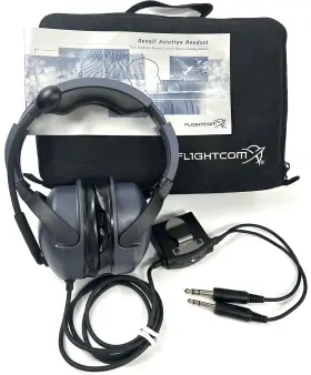 00010000 Flightcom Denali Aviation Headset Clean Works Great With Manual Pilot Helicopter