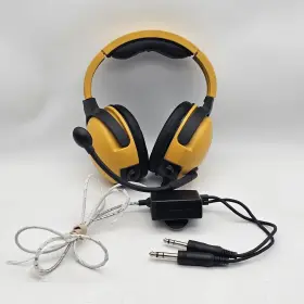 100-0102-00 Flightcom Denali Anr Aviator Headset Yellow Battery Power -flaw Read