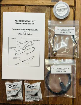 1-8415-216-20-1 Gentex Hgu Cep Kit Flight Helmet Dual Earphone 508 - C15 24 Inch Ext Cable