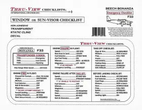 Miac100-b33 International Air Crew Inc. Thru-view Emergency Aviation Checklist - Beechcraft Bonanza F33