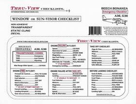 International Air Crew Inc. Miac100-b36 Thru-view Emergency Aviation Checklist - Beechcraft Bonanza A36/g36