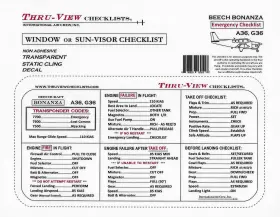 Miac100-b36 International Air Crew Inc. Thru-view Emergency Aviation Checklist - Beechcraft Bonanza A36/g36