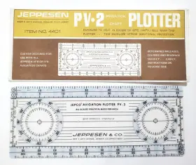 4401 Jeppesen Vintage Pilots Pv-2 Avigation Chart Plotter No. With Cover Sleeve