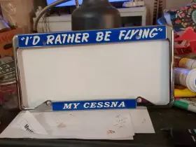 License Plate Frames 52-46/52-51 Frame - Iftd Rather Be Flying My Cessna Chrome