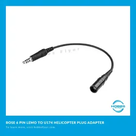 327080-0020 Mypilotstore 6-pin Lemo To Helicopter Adapter For Bose Headsets