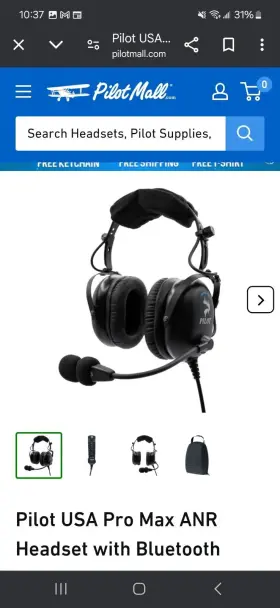 Pilot Usa 011586030121 New Open Box Pro Max Anr Headset With Bluetooth