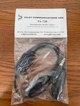Pa-72h Pilotusa Dual Helicopter/military Headset Adapter