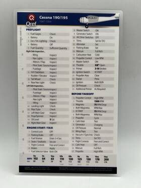 Qref Ce-195-2 Cessna 190 195 Card Qref-ce-195-2 Quick Reference Laminated 190/195