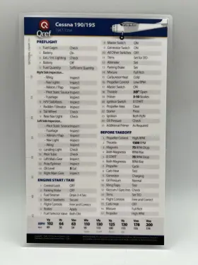Qref-ce-195-2 Qref Ce-195-2 Cessna 190 195 Card Quick Reference Laminated 190/195