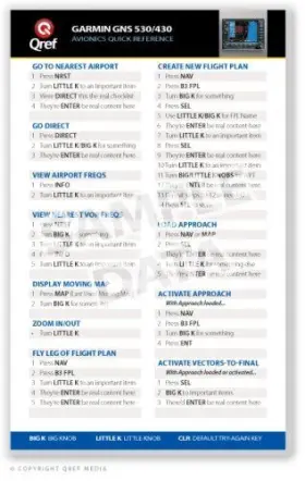 Ga-530-2 Qref Garmin Gns 530/430 Series Card Checklist Avionics Quick Reference