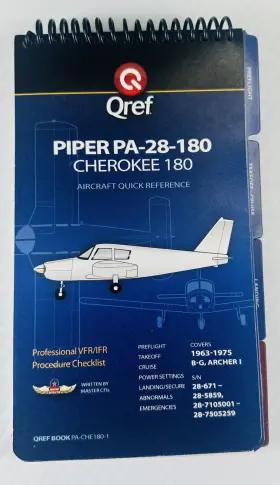 Pa-che180-1 Qref New Piper Cherokee 180 Pa-28-180 1963-75 Book Checklist