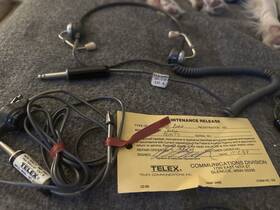 Telex 61653-01 Pem-77 Pilot Earset Faa Approved 500 Ohm Serviced 11/02/1989