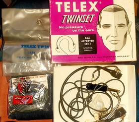 Telex Communications 3r2-1 Vintage Aviation Headset Twinset Pilot With Box Extras