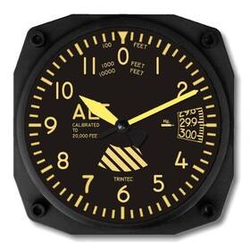 Trintec 812733003322 Vintage Altimeter Altitude Wall Clock 6.5 Square 9060v