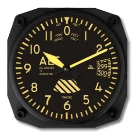 Trintec 812733003322 Vintage Altimeter Altitude Wall Clock 6.5 Square 9060v