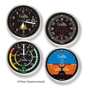 Trintec 9010-ces Cessna 4-piece Round Acrylic Coaster Set - Model
