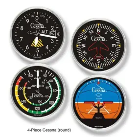 9010-ces Trintec Cessna 4-piece Round Acrylic Coaster Set - Model