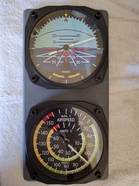 Trintec 9061/9063 Artificial Horizon Clock And Airspeed Indicator Thermometer Console