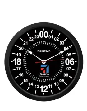 Ces-zt24hr-10 Trintec Ces-24hr-10 New Cessna 24 Hour Clock 10 Inch Black Military Zulu Time