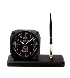 Ds60-ces Trintec New Altimeter Altitude Desk Pen Set W Alarm Clock Cessna