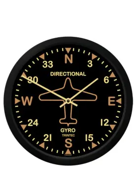 Trintec Industries 812733003360 10 Inch Vintage Directional Gyro Round Clock 9062v-10