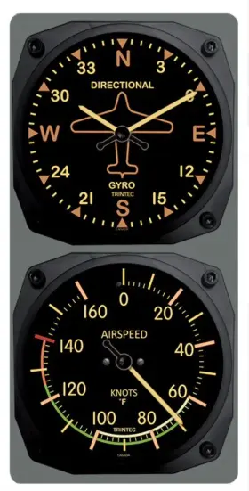 Trintec Industries 9062v/9061v Vintage Directional Gyro Airspeed Clock And Thermometer F 9060v/9061v Set