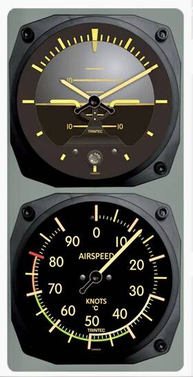 Trintec Industries 9063v/9061v Vintage Artificial Horizon Airspeed Clock And Thermometer C