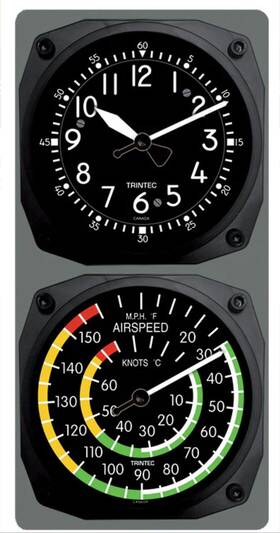 Trintec Industries 9065/9061 Classic Cockpit/ Airspeed Clock And Thermometer Set