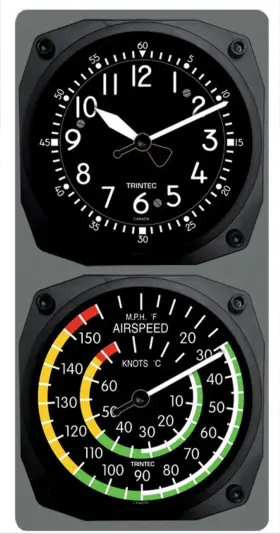 9061 Trintec Industries 9065/9061 Classic Cockpit/ Airspeed Clock And Thermometer Set