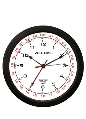 Zt14-2 Trintec Large 14 Inch Zulutime Dual Time Clock Aviation