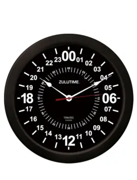 Zt24hr14-b Trintec Large 14 Inch Zulutime 24-hour Clock Aviation
