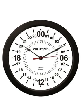 Zt24hr14-w Trintec Large 14 Inch Zulutime 24-hour Clock Aviation