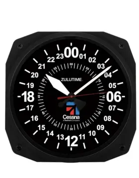Zt24hrb-10 Trintec New Cessna 24 Hour 10 Inch Black Military Zulu Time Instrument Clock
