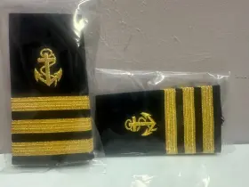 Wps-ng3 World Pilot Supplies Marine Merchant Yacht 1st Officer Epaulets Sliders 1 Pair 3 Bars Gold Black