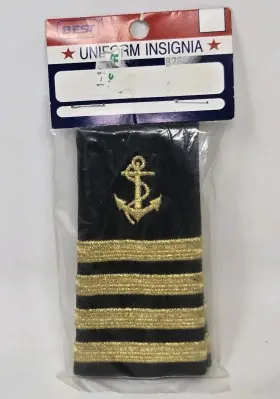 Wps-ng4 World Pilot Supplies Marine Naval Merchant Yacht Captain Epaulets Sliders 1 Pair 4 Bars Gold Black
