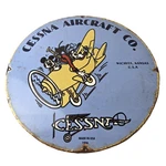 Vintage Cessna Aircraft Sign - Mickey Mouse Gas Airplane Porcelain Used. Price: $109.47.