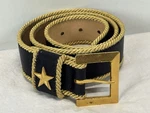 Vtg Joan & David Navy Calfskin Leather Belt Womens Gold Cord Trim Military 80S Pre-owned. Price: $39.99.